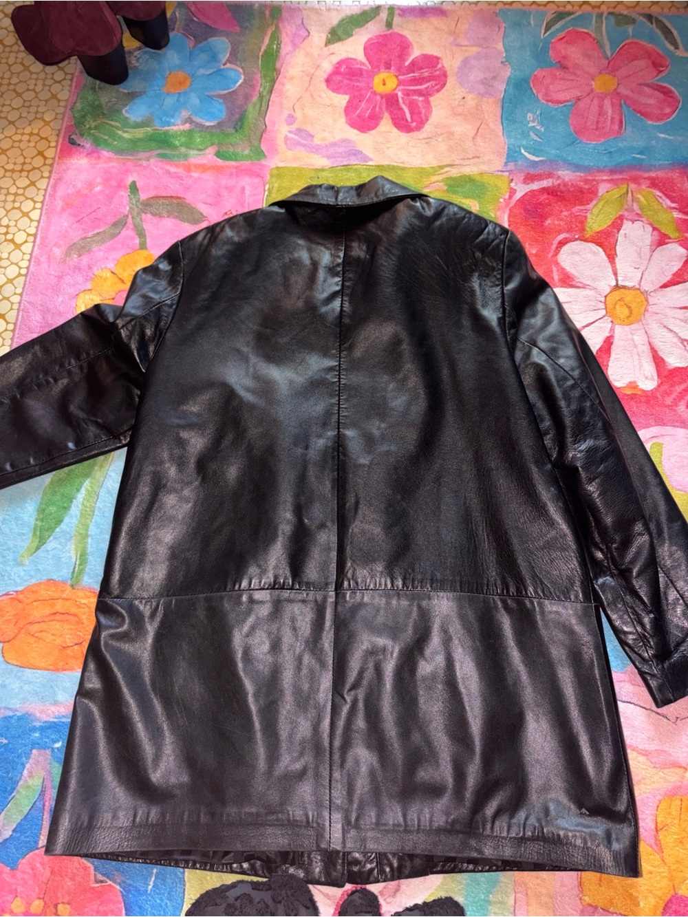 Danier Vintage Black Genuine Leather Car Coat Jacket Made in Canada